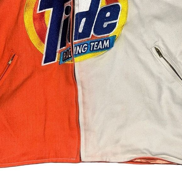 NASCAR Jeff Hamilton VTG Tide Embroidered Racing Coat Orange White Zip XL READ - Picture 11 of 15